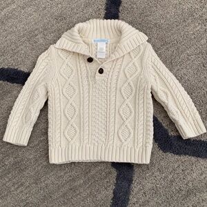Janie and Jack Cream White Cable Knit Sweater Size 6-12 Month